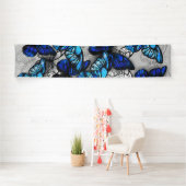 Samenstelling van witte en blauwe vlinders spandoek (Insitu)