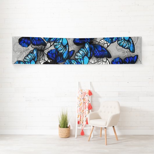 Samenstelling van witte en blauwe vlinders spandoek (Insitu)