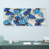 Samenstelling van witte en blauwe vlinders spandoek (Beurs)