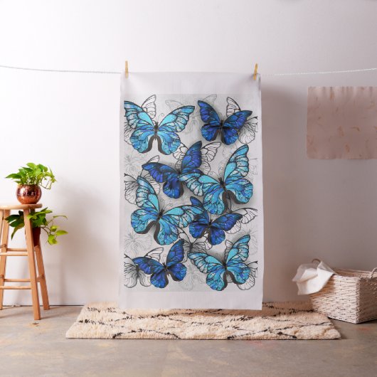 Samenstelling van witte en blauwe vlinders stof (Voorbeeld)