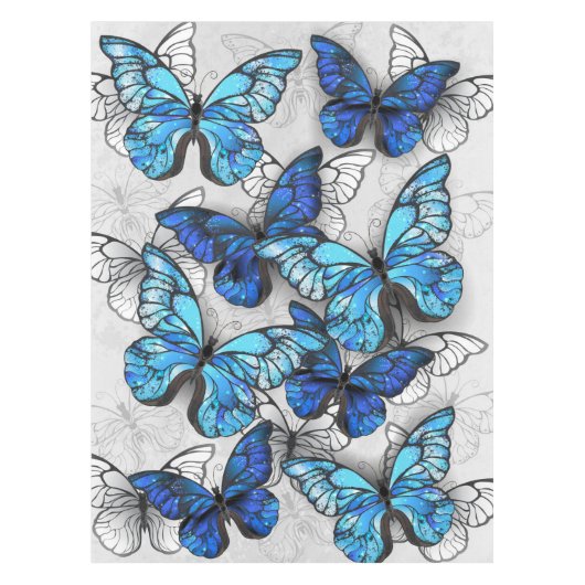 Samenstelling van witte en blauwe vlinders tafelkleed (Voorkant)