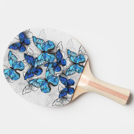 Samenstelling van witte en blauwe vlinders tafeltennisbatje (Zijkant)