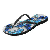 Samenstelling van witte en blauwe vlinders teenslippers (Schuin)