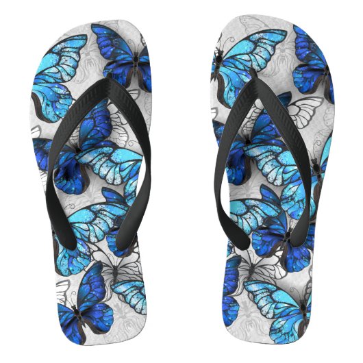 Samenstelling van witte en blauwe vlinders teenslippers (Voetbed)