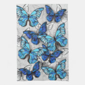 Samenstelling van witte en blauwe vlinders theedoek (Verticaal)