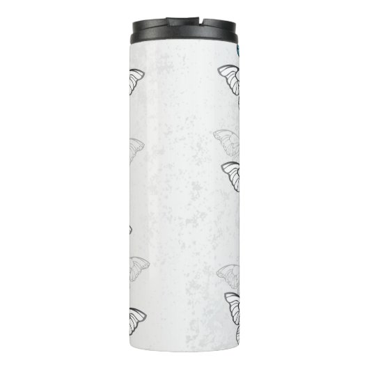 Samenstelling van witte en blauwe vlinders thermosbeker (Achterkant)