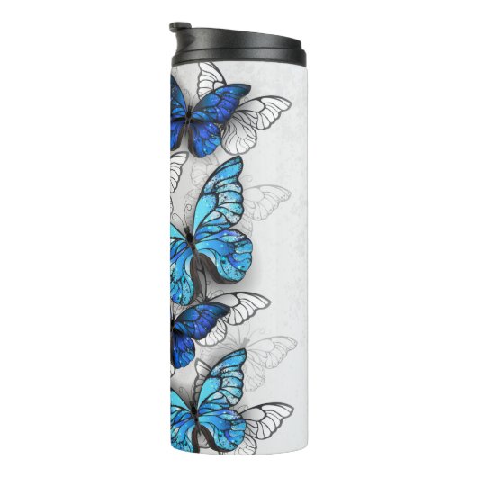 Samenstelling van witte en blauwe vlinders thermosbeker (Geroteerd rechts)