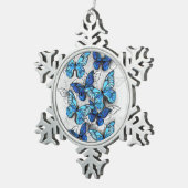 Samenstelling van witte en blauwe vlinders tin sneeuwvlok ornament (Rechts)
