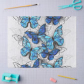 Samenstelling van witte en blauwe vlinders tissuepapier (Craft)