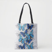 Samenstelling van witte en blauwe vlinders tote bag (Voorkant)