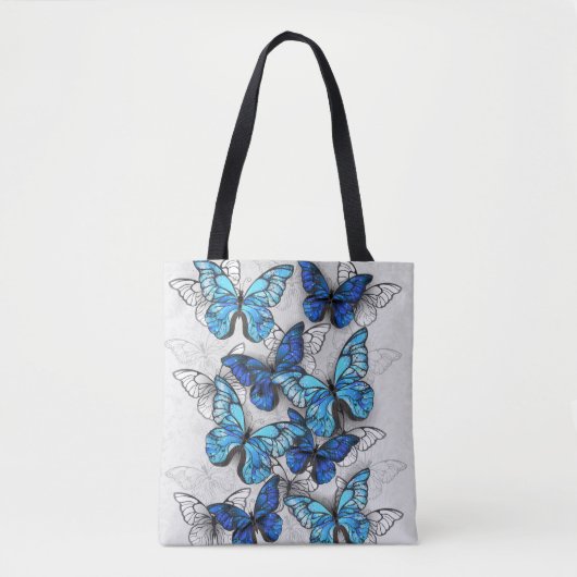Samenstelling van witte en blauwe vlinders tote bag (Voorkant)