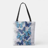 Samenstelling van witte en blauwe vlinders tote bag (Achterkant)
