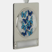 Samenstelling van witte en blauwe vlinders verzilverd banner ornament (Rechts)