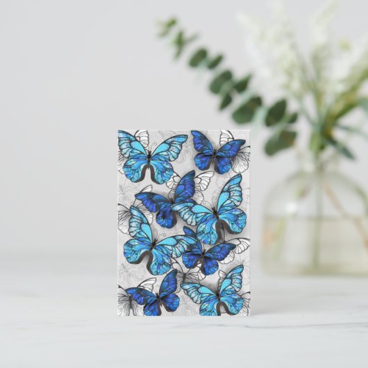 Samenstelling van witte en blauwe vlinders visitekaartje (Staand voorkant)