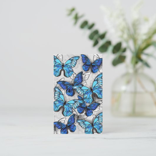 Samenstelling van witte en blauwe vlinders visitekaartje (Staand voorkant)