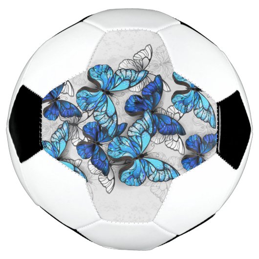 Samenstelling van witte en blauwe vlinders voetbal (Gedraaid)