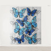 Samenstelling van witte en blauwe vlinders wandkleed (Voorkant)