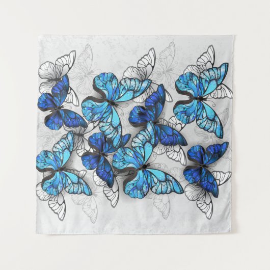 Samenstelling van witte en blauwe vlinders wandkleed (Voorkant (horizontaal))