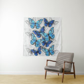 Samenstelling van witte en blauwe vlinders wandkleed (In situ)