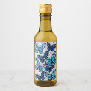 Samenstelling van witte en blauwe vlinders wijn etiket