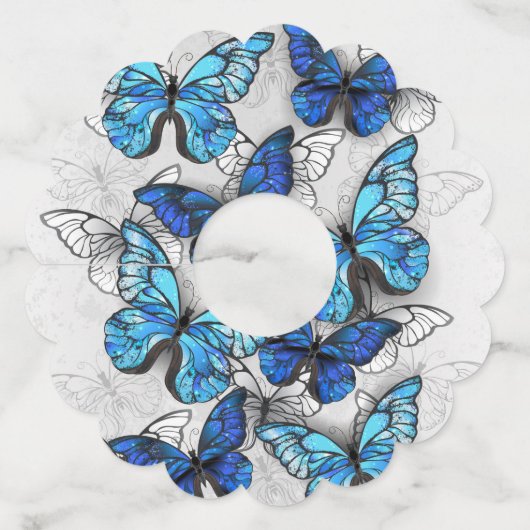 Samenstelling van witte en blauwe vlinders wijnglaslabel (Achterkant)