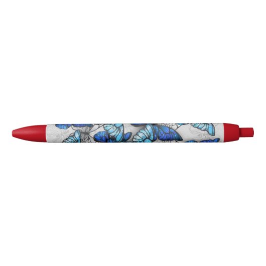Samenstelling van witte en blauwe vlinders zwarte inkt pen (Voorkant)