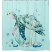 Samenstelling van zeeen schildpad en koralen douchegordijn (Voorkant)