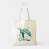 Samenstelling zeeen schildpad en koralen, canvas t tote bag (Achterkant)