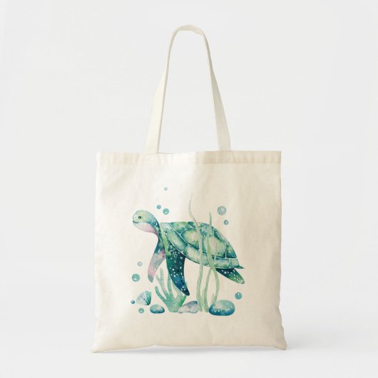 Samenstelling zeeen schildpad en koralen, canvas t tote bag (Voorkant)