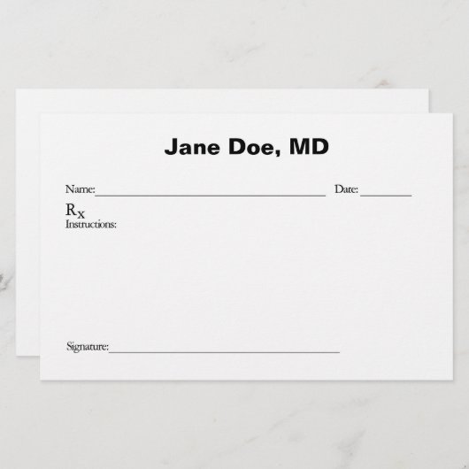 Samenvoegd recept pad briefpapier (Voorkant / Achterkant)