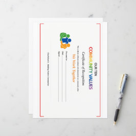 Samenwerken Waarde Certificaat 8.5x11 Papierblad