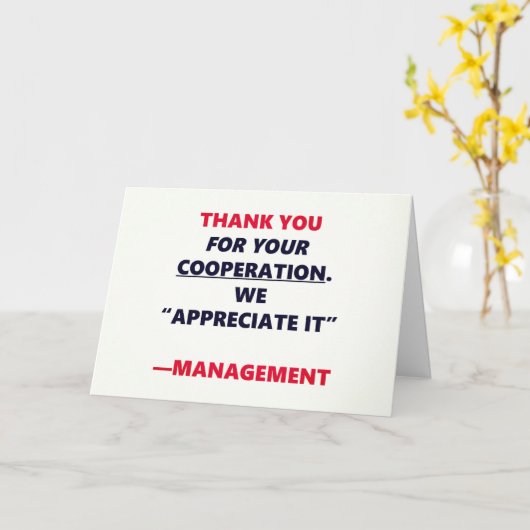 Samenwerking Grappig Bedankt Office Humor Kaart (Gele Bloem)