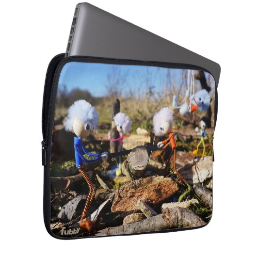 Samenwerking van Fubby poppetjes. Laptop Sleeve (Voorkant Rechts)