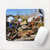 Samenwerking van Fubby poppetjes op een houtwerkpl Muismat (Met muis)