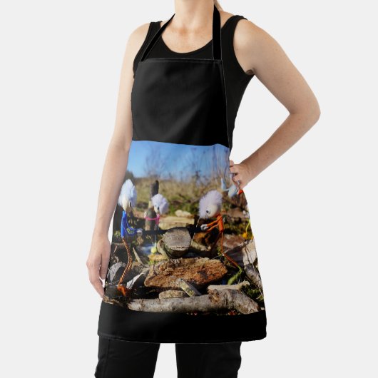 Samenwerking van Fubby poppetjes op een houtwerkpl Schort (Insitu)