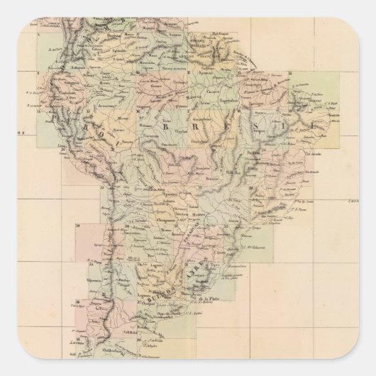 Samenwerkingskaart Zuid-Amerika Vierkante Sticker (Voorkant)