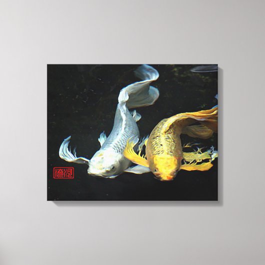 ©Samenzijn in Liefde/Goud & Zilver Koi Vis Canvas Afdruk (Voorkant)