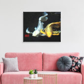 ©Samenzijn in Liefde/Goud & Zilver Koi Vis Canvas Afdruk (Insitu (Woonkamer))
