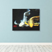 ©Samenzijn in Liefde/Goud & Zilver Koi Vis Canvas Afdruk (Insitu (Houten vloer))