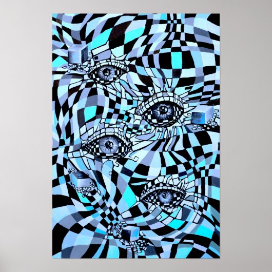 Samenzwering iedereen ziet oog in een schaakbordst poster (Voorkant)