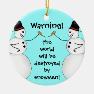 Samenzweringstheorie sneeuwmannen keramisch ornament
