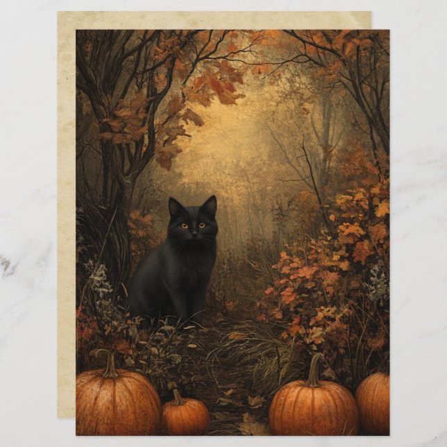 Samhain Black Cat Scrapbook Paper (Voorkant / Achterkant)