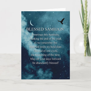 Samhain Blessing Mystic met Moon en Raven Kaart