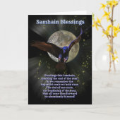 Samhain Blessings met Raven of Crow en Moon Kaart (Gele Bloem)