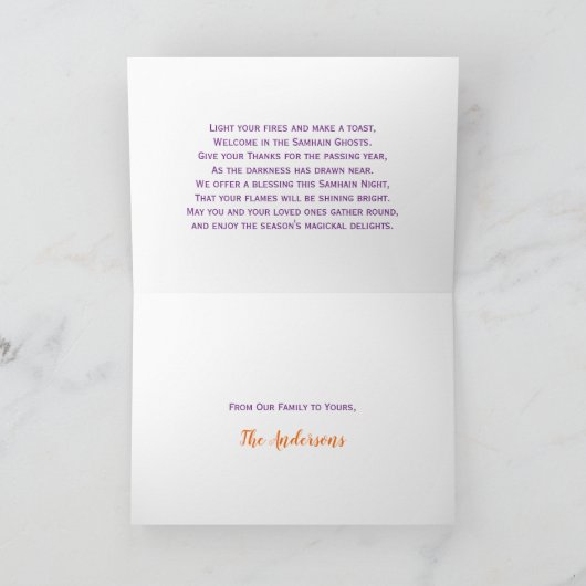 Samhain Blessings Pumpkins & Candles Halloween Feestdagen Kaart (Binnen)