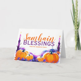 Samhain Blessings Pumpkins & Candles Halloween Feestdagen Kaart