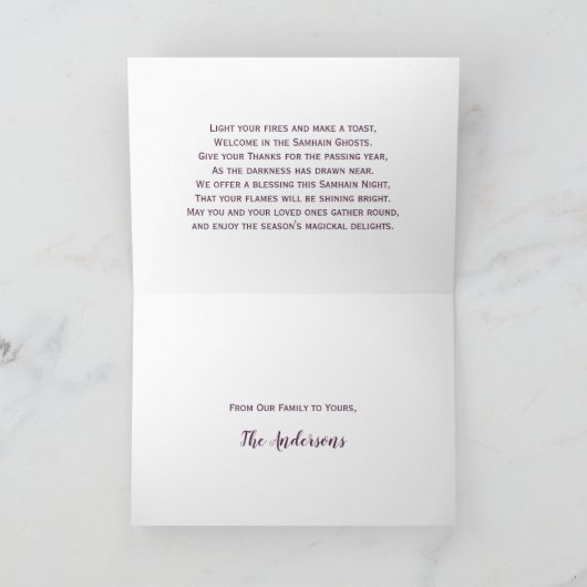 Samhain Blessings Pumpkins & Candles Halloween Feestdagen Kaart (Binnen)