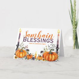 Samhain Blessings Pumpkins & Candles Halloween Feestdagen Kaart