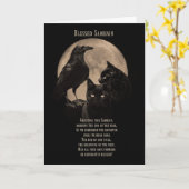 Samhain Blessings Raven en Black Cat Kaart (Gele Bloem)