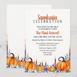 Samhain Feest Herfst Pompoenen & Kaarsen Uitnodigi Kaart